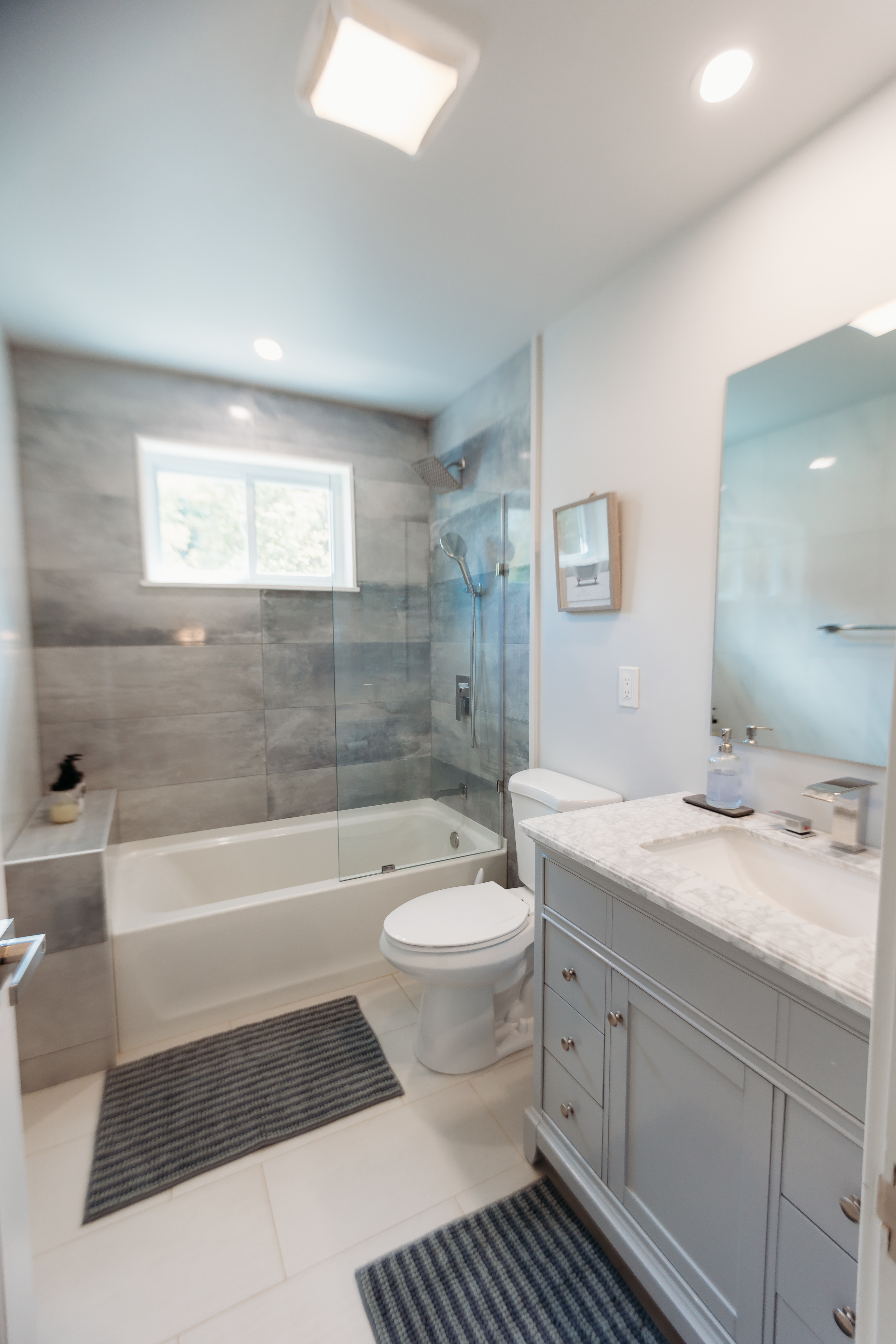Modern bathroom with tile shower
